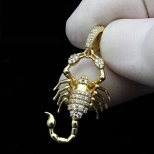 2Ct Round Cut Moissanite Unique Scorpion Charm Pendant In 14K Yellow Gold Plated