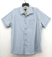 Van Heusen Shirt Mens Size XL Blue Gray Fade Check Short Sleeve Button Up Top