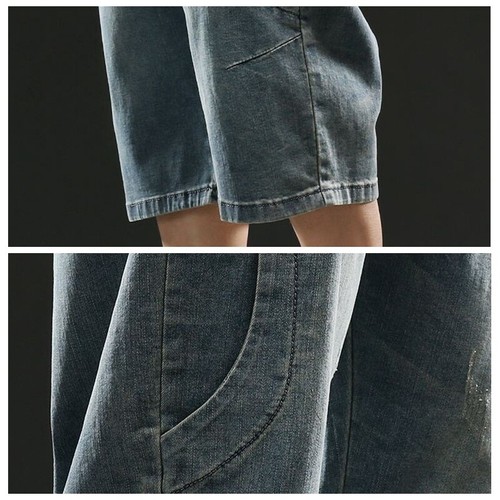Pantalones cortos de mezclilla sueltos debajo de la rodilla 3/4 capri para hombre - Imagen 7 de 10