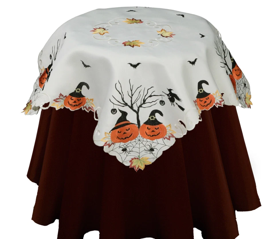 Creative Linens Fall Halloween Placemats Table Cloth Runner Mantel Scarf Ivory - Image 4 of 4