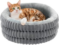 Cat Bed, 20    Round Donut Fluffy Beds for Indoor Cats Small, Non Heated