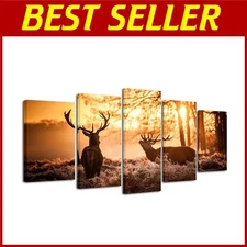 Deer Elks in Autumn Sunset Canvas Wall Art