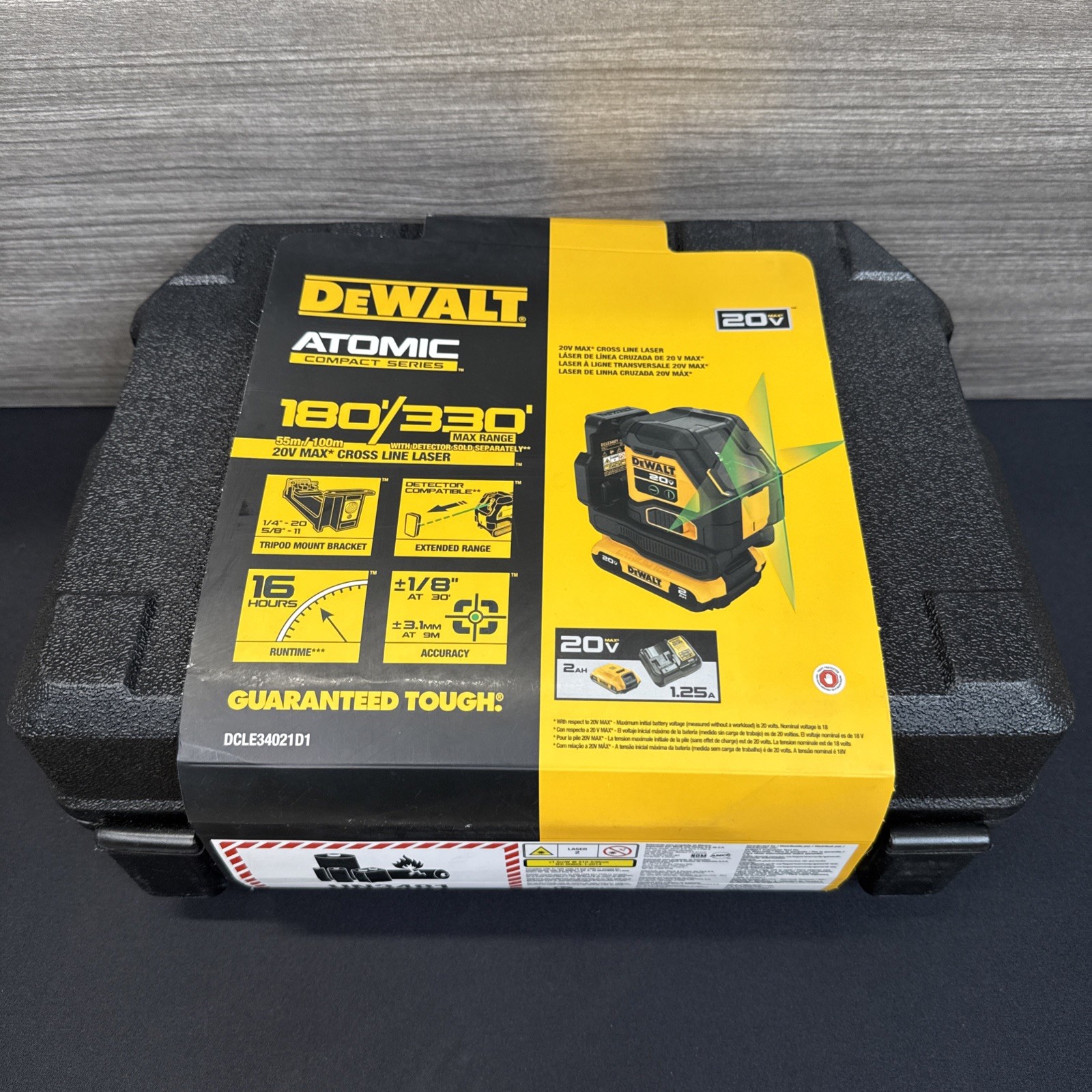 DEWALT Laser Level Kit 20V MAX Lithium-Ion Cross Line 2.0Ah Battery,Charger,Case