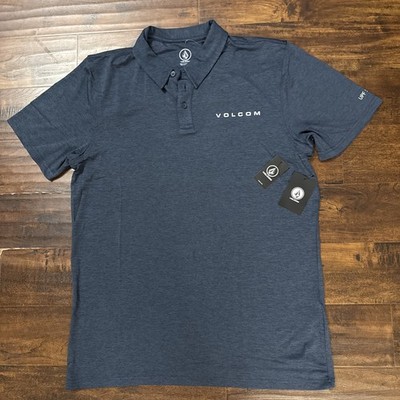 NWT Volcom Hodad Short Sleeve UPF 50 Stretch Golf Polo Shirt Blue Men's S. A5