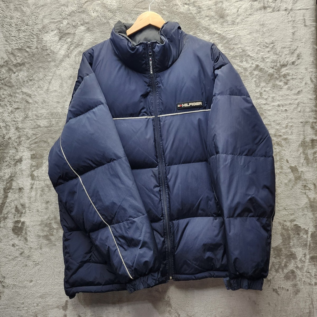 mens puffer tommy jeans 90s puffer jacket Tommy Hilfiger Puffer Jacket Mens XXL Navy Vintage 90s Y2K Coat