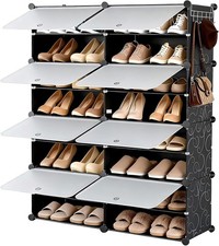 Shoe Rack Organizer 6-8 Tier Shoe Storage Cabinet with Door Plastic Shoe Shelves