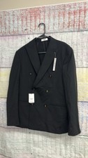 Men's Black Slim Fit Double Breasted Blazer Jacket Coat large
