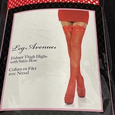 HoldUp Ref Ribbon Red Fishnet Stockings By Leg Avenue O/S