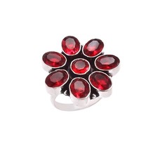 925 Sterling Silver Red Mozambique Garnet Gemstone Jewelry Adjustable Ring