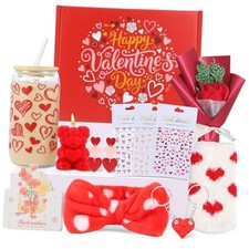  Valentines Day Gifts for Her Basket - 11Pcs Valentines Basket for Women, Red