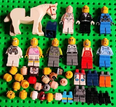 LEGO Damaged Minifigures Bundle Mixed Spares Heads Torso Legs City Vintage Lot - Image 1 of 4