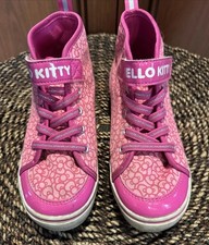 Sanrio Hello Kitty Kids Pink High Top Canvas Sneakers Shoes Size 2