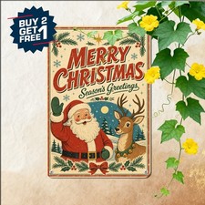 Santa Claus Christmas Sign Festive Winter Holiday Living Decor Plaque 8x12