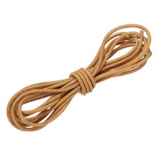 Round Leather Cord, 5mm x 5.5 Yards Full-Grain Leather String Rope, Light Brown