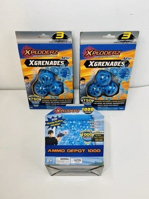 Xploderz Lot Ammo Depot 1000 Count & 2 3-packs Xgrenades Reusable Grenades New