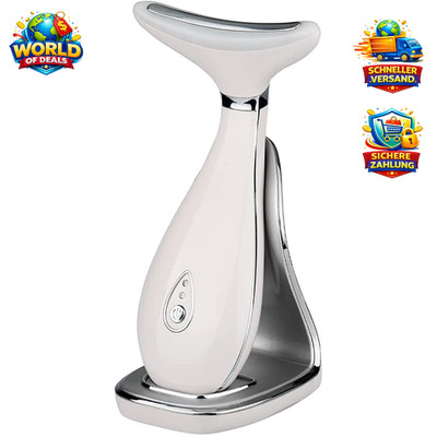 Hals Gesicht Massagegerät Hautverjüngungsgerät Triple Action LED Vibration Weiß
