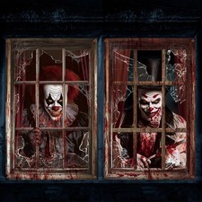 Newwiee 2 Pcs Scary Halloween Curtain Window 31.1 x 47.24 inches, red