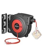 DEWENWILS 50FT Extension Cord Reel, Retractable Extension Cord Reel, 14/3C SJTOW