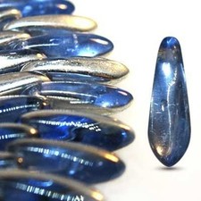 Light Sapphire Half Silver, 3x11mm, 25 Mini Daggers, Side Drilled, md61