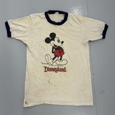 Vintage 70s Disneyland Mickey Mouse White Ringer T-Shirt 1970s True Vintage