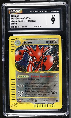 CGC 9 MINT Scizor H21/H32 Aquapolis Holo Pokemon Card