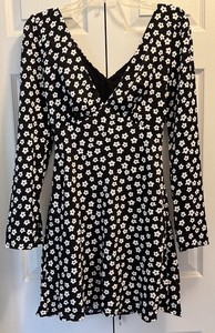 open lace back dress Nellie Mini Dress Black / Multi Floral