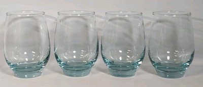 Tempo Aqua Blue Turquoise Drinking Glasses Retro MCM Style Libbey 4.4'' 12 Oz