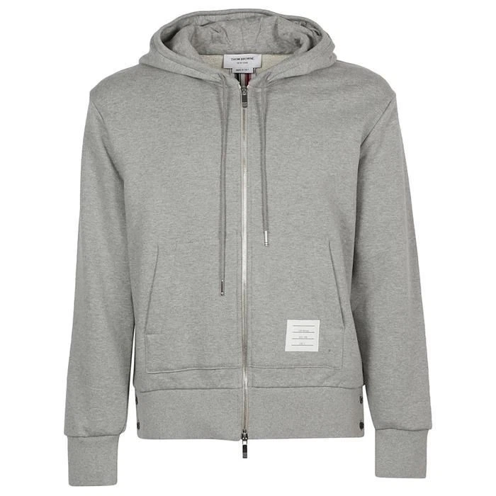 Thom Browne Felpa con cappuccio e zip uomo schiena centrale RWB grigio 133094241