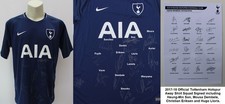 2017-18 Tottenham Away Shirt Squad Signed inc. Dembele, Eriksen & Son COA & Map