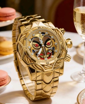  Men's Gold Stainless Steel Quartz Chronograph Wristwatch DC Comics Joker