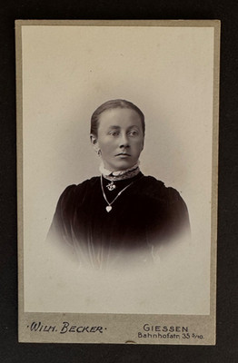 CdV Photo Young Lady with Anchor and Heart Pendant, Giessen Hessen, (C2096)