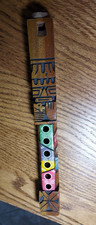 Vintage 10 Wooden Carved Painted Flute Recorder Instrument