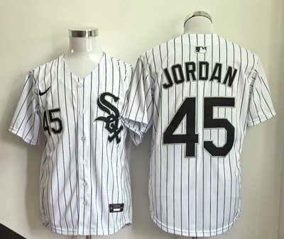 Michael Jordan #45 Chicago Baseball Jersey White Pinstripe Custom Stitched