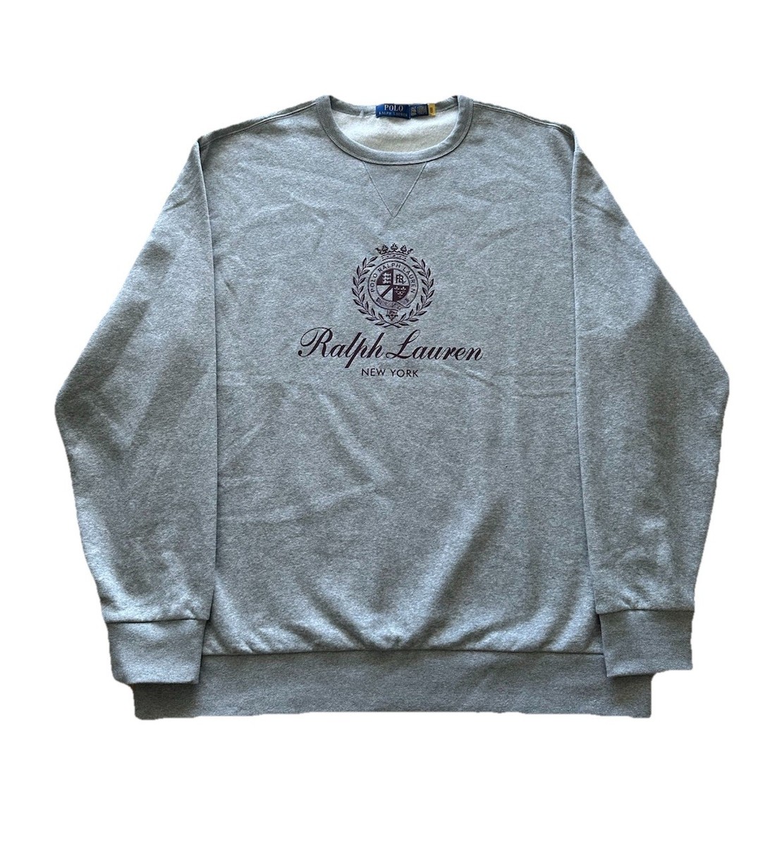 NWOT Polo Ralph Lauren New York Grey Burgundy Crest Logo Crewneck
