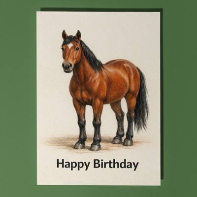 Animal Hugs Pferd - einige Geburtstagswünsche Geburtstagskarte & Umschlag personalisiert