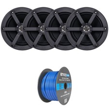 JVC 6.5" 2-Way 100 Watt Marine Boat Audio Speaker 2 Pair ,16-Gauge 50 Feet Wire