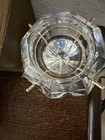 Vintage Lead Crystal Diamond Solitaire Candle Holder w/ Gold Tone Stand — photo 2