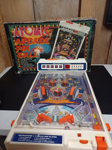 Vintage TOMY Atomic Arcade Pinball 1979 Space Game Great Working w/ Box