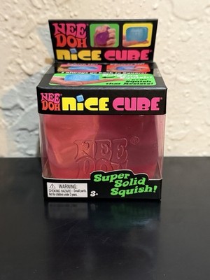 Nee Doh Nice Cube Super Solid Squish Sensory Squeeze Toy Red
