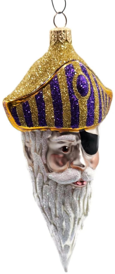 Patricia Breen Pirate Rex Gold Purple Striped Nautical Christmas Ornament OOAK - Image 4 of 4