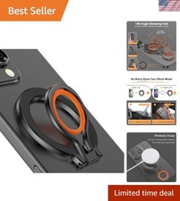 Magnetic Phone Grip Holder for MagSafe Ring Stand Black Orange