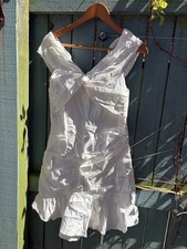 Nasty Gal white ruched mini Bardot dress, brand new with tag