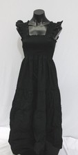 Quince Women's 100% Organic Cotton Poplin Smocked Midi Dress CL8 Black Medium