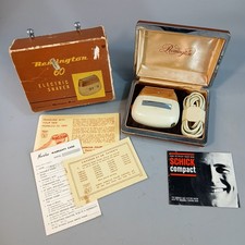 Vintage Schick Compact Electric Travel Shaver w Case Box Manual Retro Razor