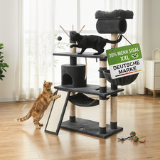 Kratzbaum Katzenbaum Kletterbaum Grau 140 cm Katzen Kratz Spiel Sisal Baum XXL