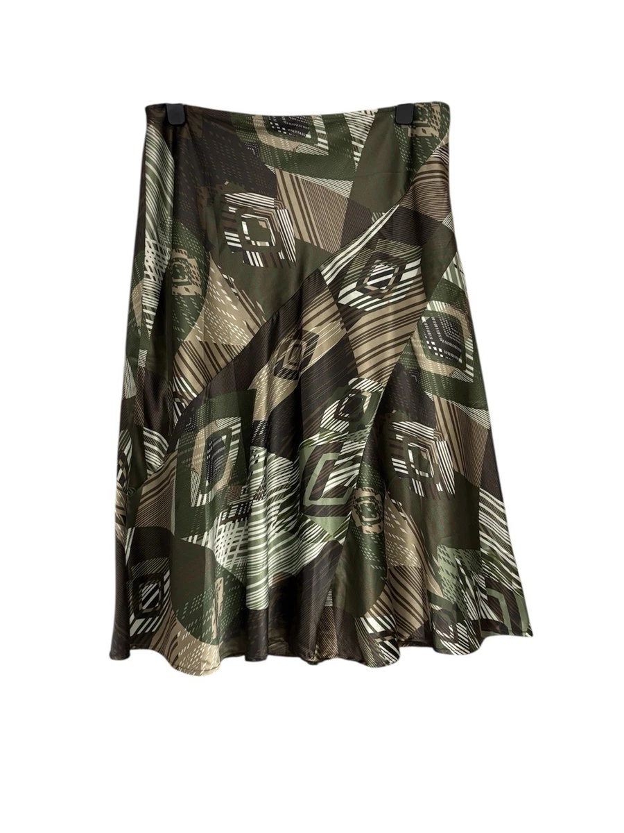 Jupe Per Una M&S – Motif Marron Et Crème – Taille 8 – Midi Flare – Coton