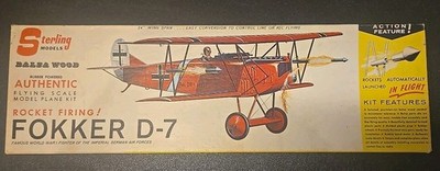 Sterling Fokker D-7 1 Flying Scale Model Kit 24'' WS See Details With Extra Parts