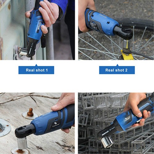 3/8" Cordless Electric Ratchet Right Angle Wrench Impact 7xSockets + 2 Batteries - 第 7/9 張圖片