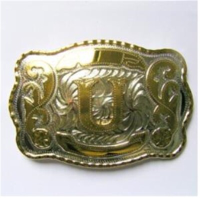 Large Size Initial Letter U Western Cowboy Belt Buckle  display picture 2