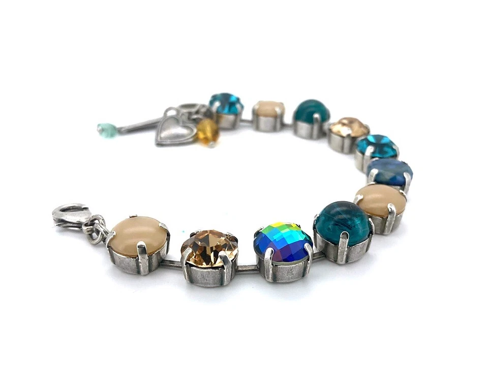 Pulsera Mariana adorable verde azulado, ámbar y arena ópalo cristales austriacos Ha... Foto 3 de 3